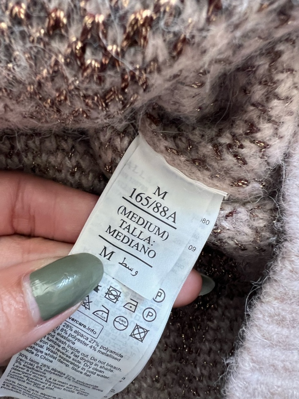 AllSaints Womens Pink Star Jumper Sweater Wool Blend Metallic Oversized Size M - Picture 8 of 9